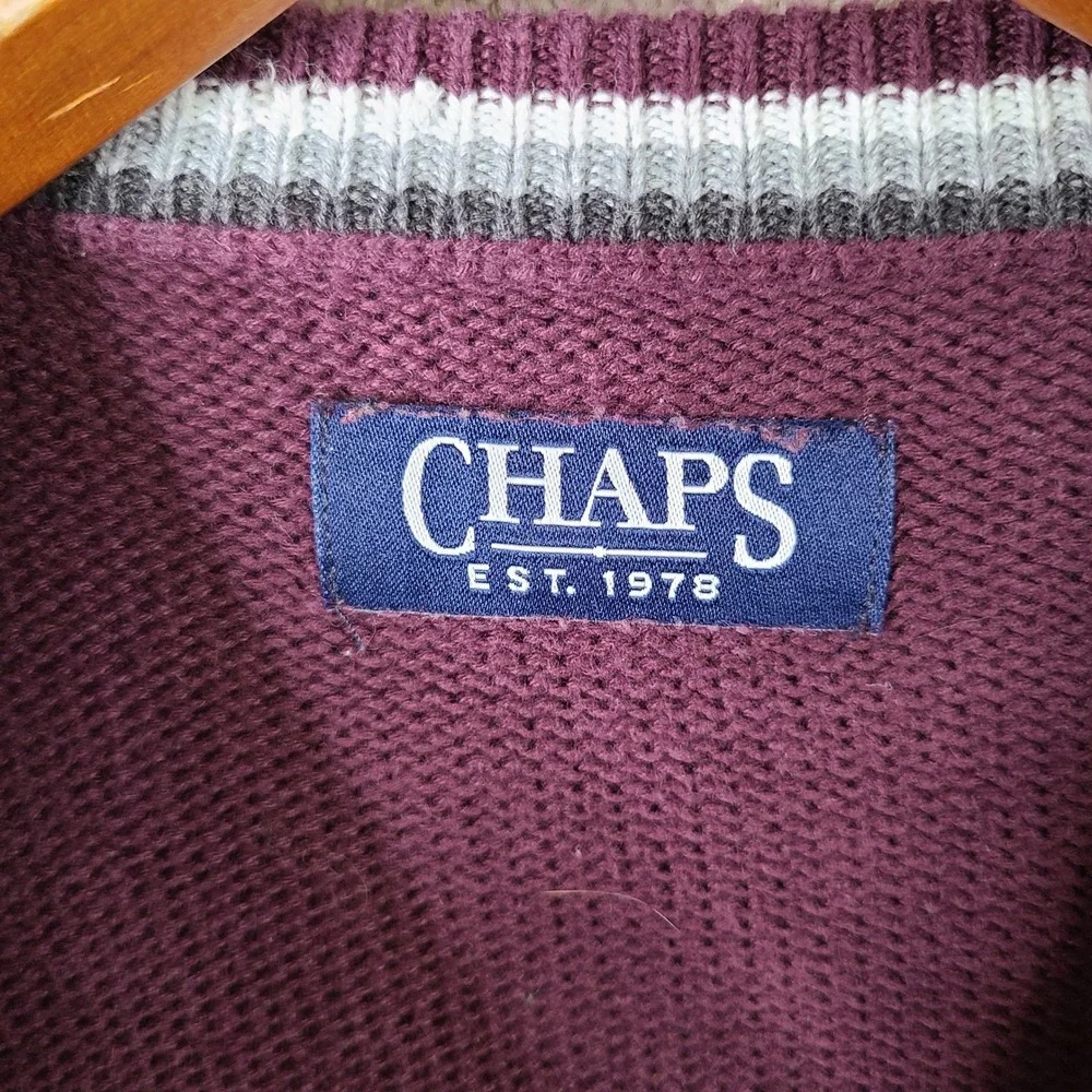 Chaps Sweater Mens‎ Medium Maroon Crew Neck Cotton Pullover Long Sleeve Casual